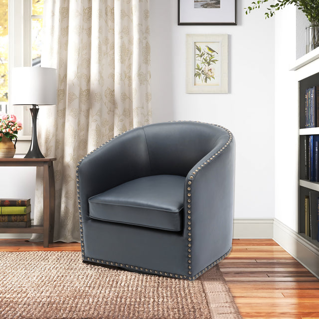 Trenton Swivel Arm Chair - Midnight Blue - Home Elegance USA