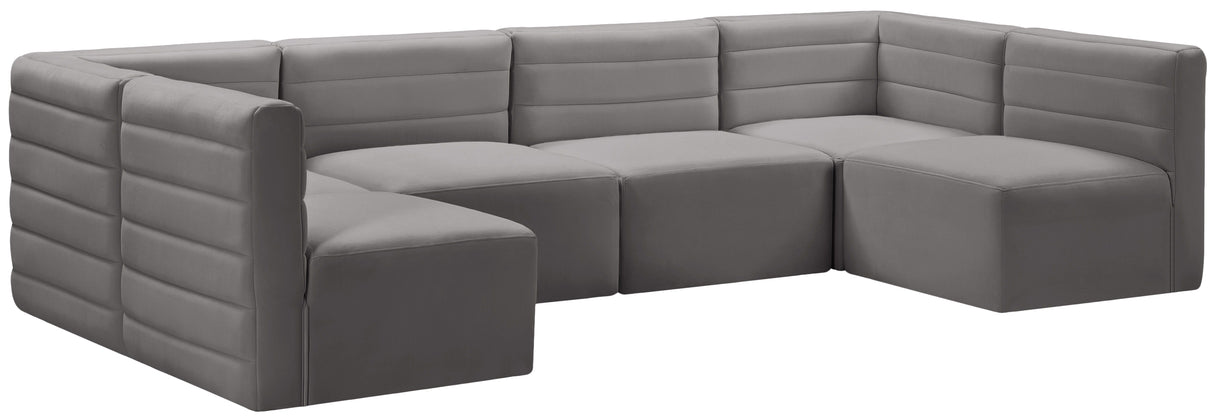 Quincy - Modular Sectional 6 Piece - Grey - Fabric - Home Elegance USA