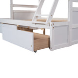 Twin over Full Bunk Bed with Storage - White(OLD SKU :LP000022AAK) - Home Elegance USA