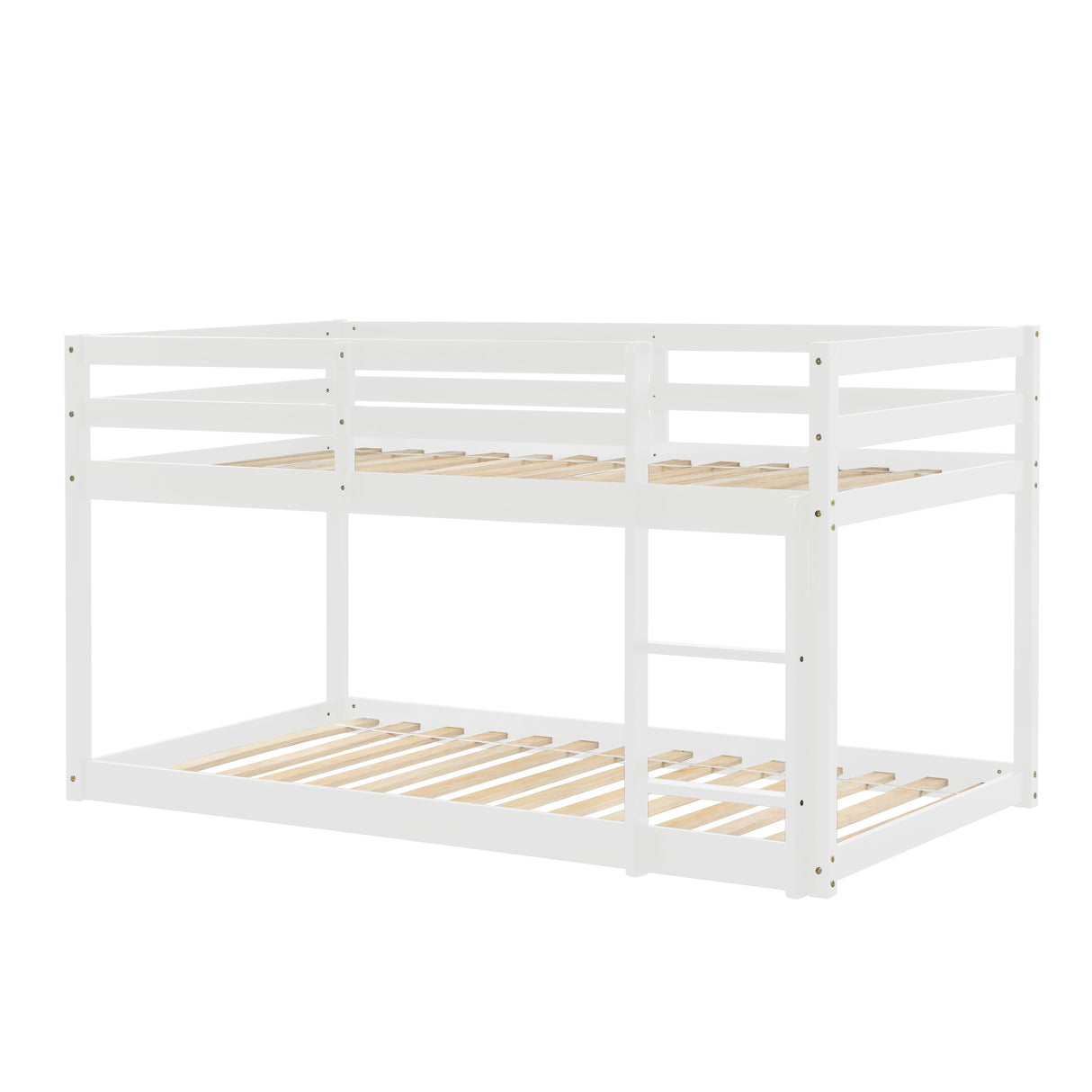 Twin over Twin Floor Bunk Bed, White(Old Sku:W50430320) - Home Elegance USA