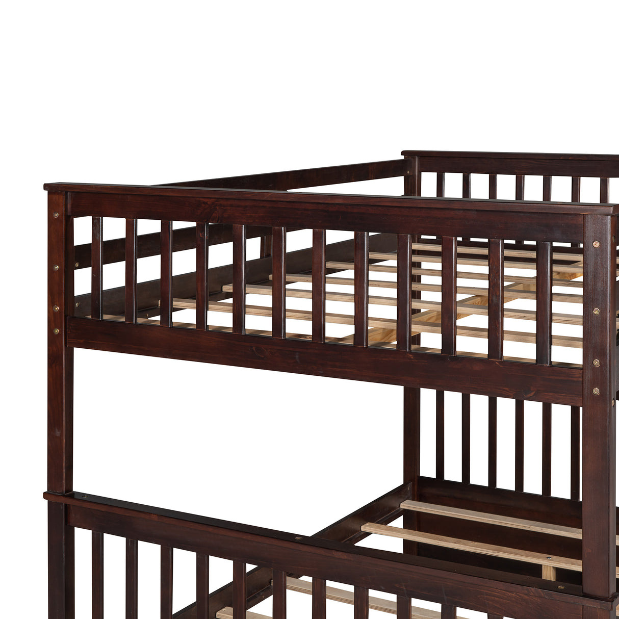 Full-Over-Full Bunk Bed with Ladders and Two Storage Drawers (Espresso) - Home Elegance USA