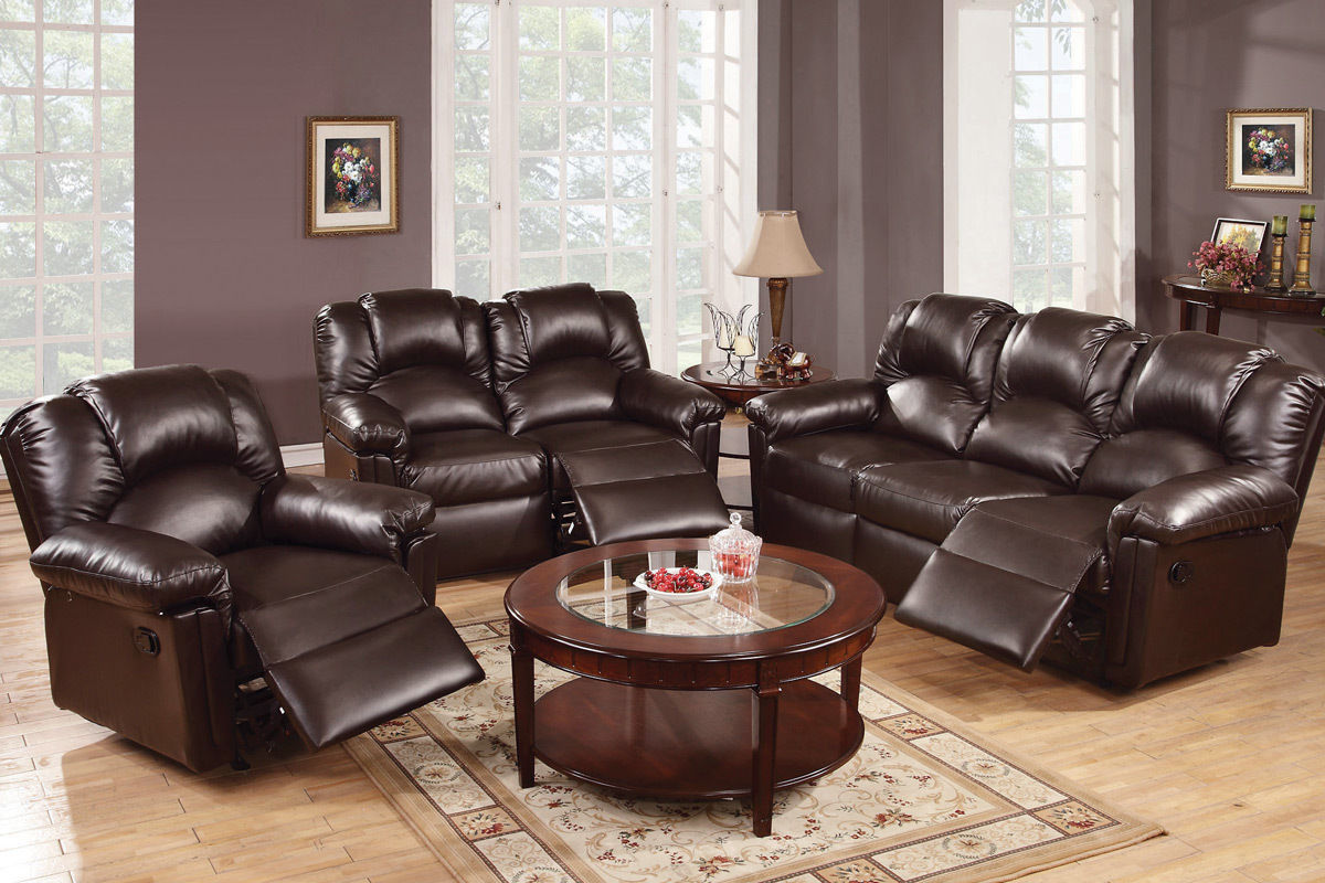 Motion Sofa 1pc Couch Living Room Furniture Brown Bonded Leather Home Elegance USA