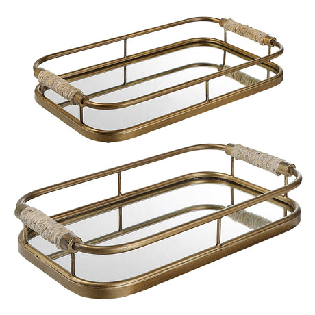 Uttermost Rosea Brushed Gold Trays - Set Of 2 - Home Elegance USA