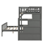 Twin over Full Loft Bed with Staircase,Gray(OLD SKU:SM000107AAE) - Home Elegance USA