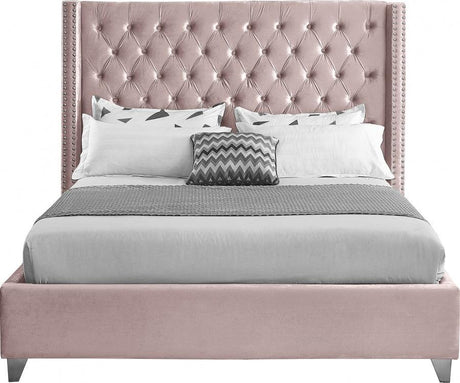 Meridian Furniture - Aiden Velvet King Bed In Pink - Aidenpink-K