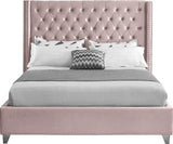 Meridian Furniture - Aiden Velvet Queen Bed In Pink - Aidenpink-Q