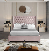 Meridian Furniture - Aiden Velvet Queen Bed In Pink - Aidenpink-Q