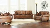 Rustic Leather Collection Loveseat - Premium Construction, Nail-Head Trim - Maximum Comfort and Style Home Elegance USA