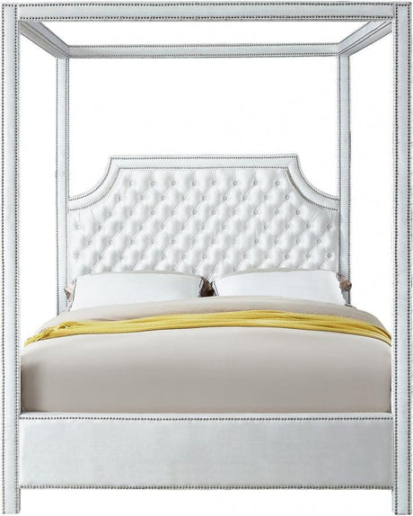 Meridian Furniture - Rowan Velvet King Bed In White - Rowanwhite-K