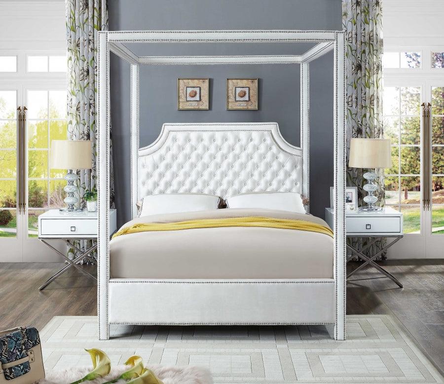 Meridian Furniture - Rowan Velvet King Bed In White - Rowanwhite-K