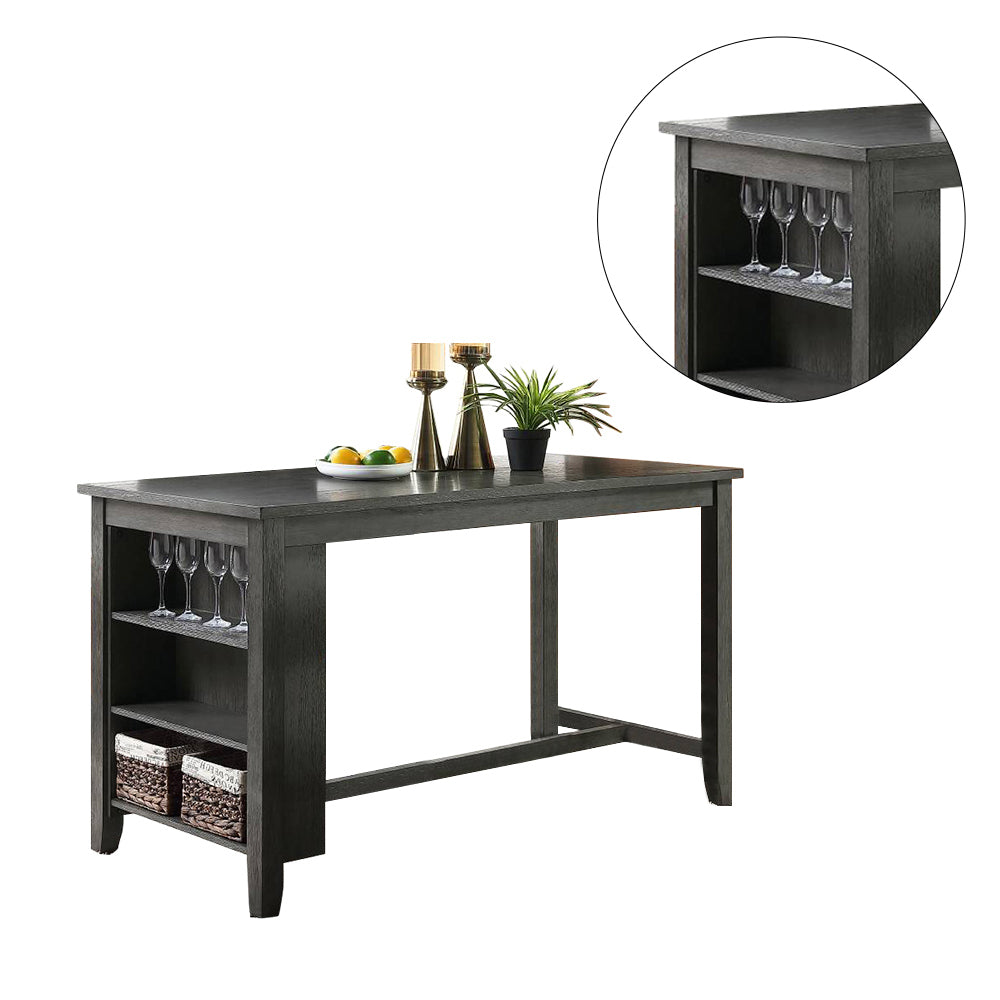 Rectangle Wooden Counter Height Dining Table with Storage in Black - Home Elegance USA