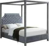 Meridian Furniture - Rowan Velvet King Bed In Grey - Rowangrey-K