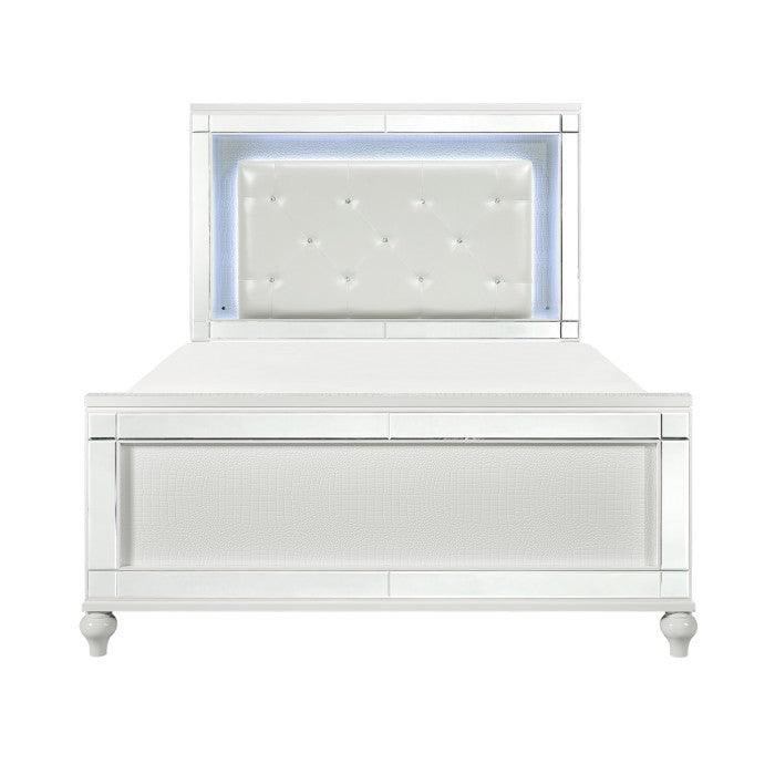 Alonza Bright White Queen Bed With Led Lighting 1845Led - 1 | Homelegance | Home Elegance USA