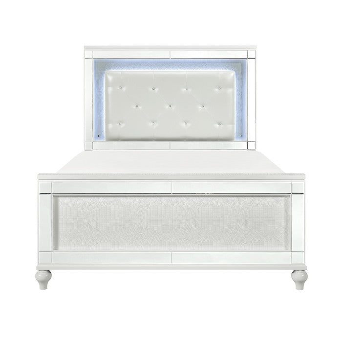 Alonza Bright White Eastern King Bed With Led Lighting 1845Kled - 1Ek | Homelegance | Home Elegance USA