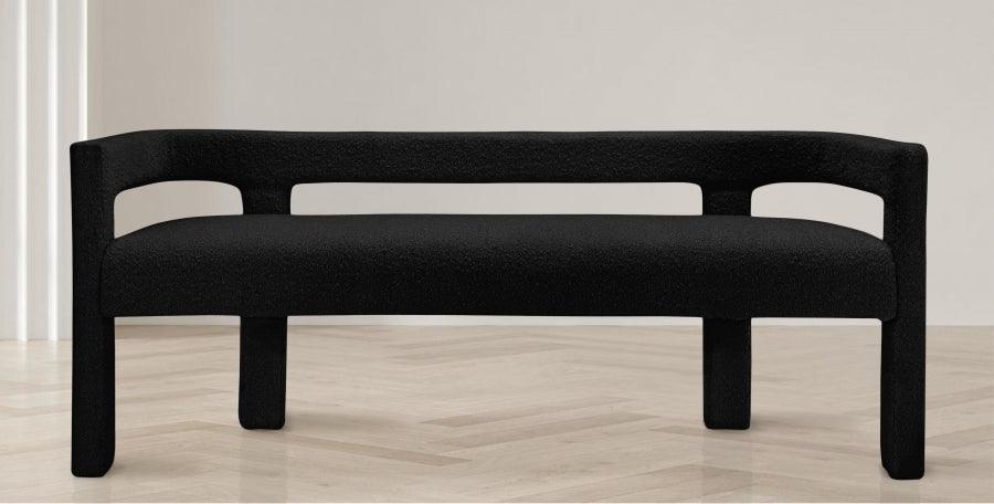 Meridian Furniture - Athena Boucle Fabric Bench In Black - 865Black