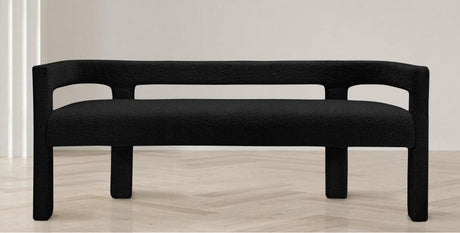 Meridian Furniture - Athena Boucle Fabric Bench In Black - 865Black