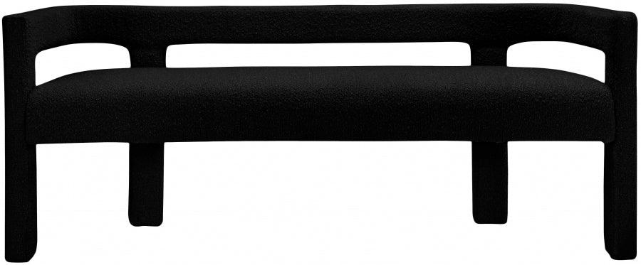 Athena Boucle Fabric Bench In Black - 865Black | Meridian | Home Elegance USA