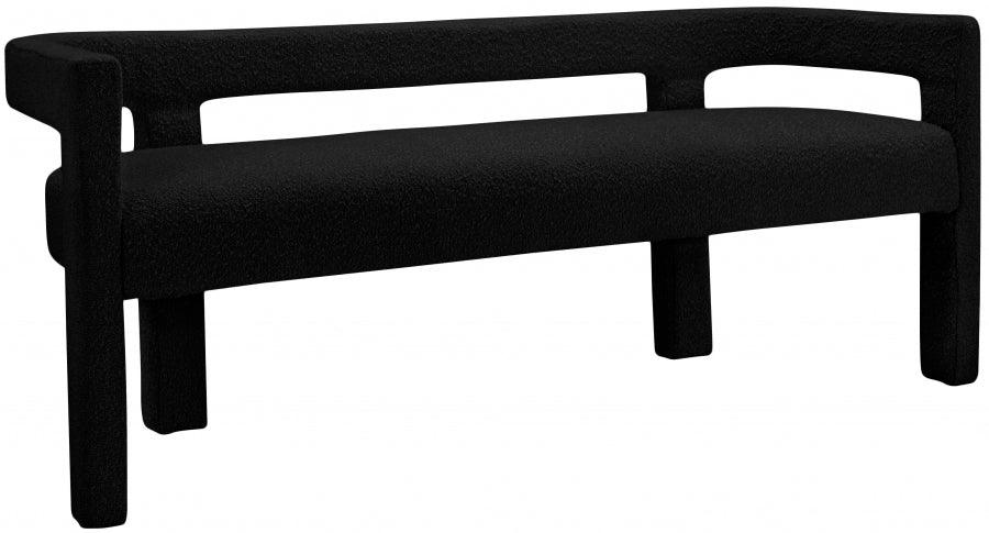 Meridian Furniture - Athena Boucle Fabric Bench In Black - 865Black