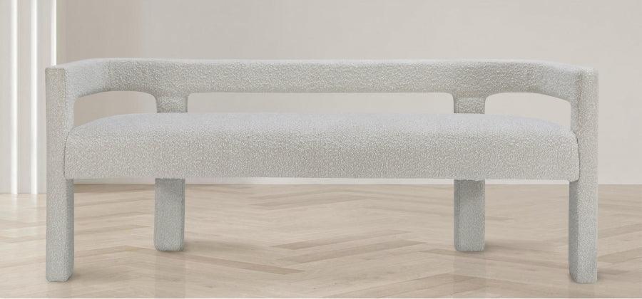 Athena Boucle Fabric Bench In Cream - 865Cream | Meridian | Home Elegance USA