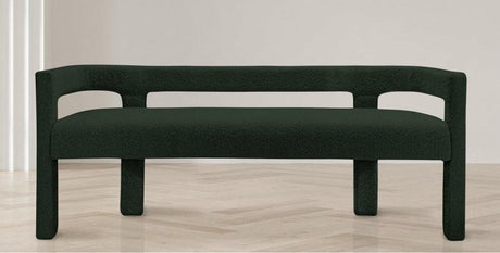 Meridian Furniture - Athena Boucle Fabric Bench In Green - 865Green