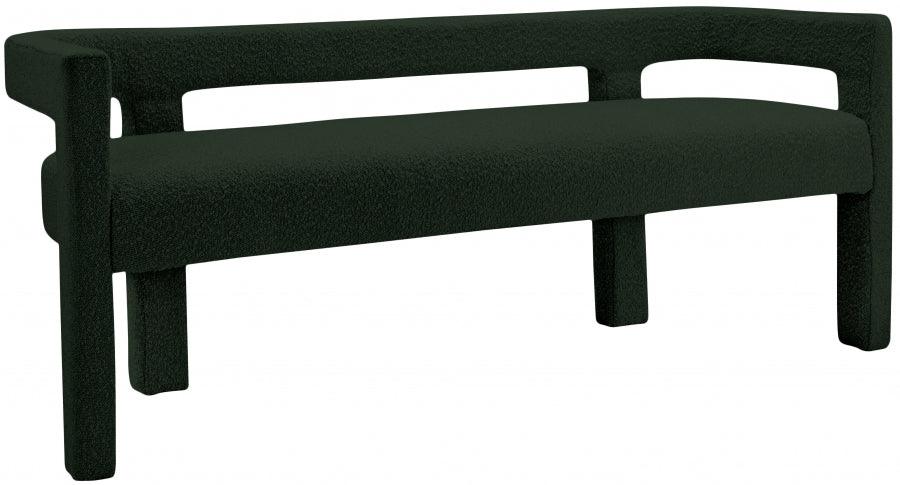 Meridian Furniture - Athena Boucle Fabric Bench In Green - 865Green