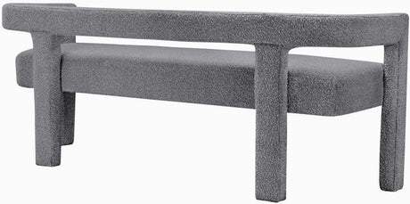 Meridian Furniture - Athena Boucle Fabric Bench In Grey - 865Grey