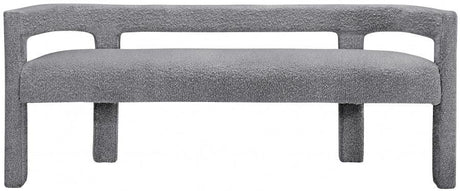 Meridian Furniture - Athena Boucle Fabric Bench In Grey - 865Grey