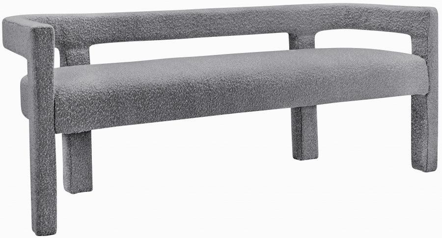 Meridian Furniture - Athena Boucle Fabric Bench In Grey - 865Grey