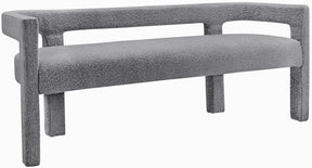 Athena Boucle Fabric Bench In Grey - 865Grey | Meridian