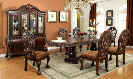 Formal Majestic Traditional Dining Chairs Cherry Solid wood Fabric Seat Intricate Carved Details Set of 2 Side Chairs - Home Elegance USA