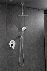 Black Shower System, Ceiling Rainfall Shower Faucet Sets Complete of High Pressure, Rain Shower Head with Handheld, Bathroom 10\\\'\\\' Shower Combo with Rough-in Valve Included