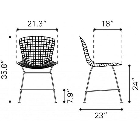 Zuo Wire Counter Chair Chrome - Set Of 2