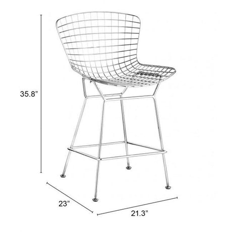 Zuo Wire Counter Chair Chrome - Set Of 2