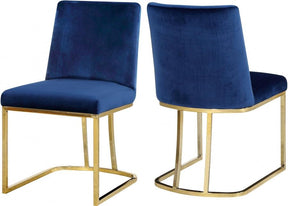 Heidi Velvet Dining Chair Set Of 2 In Navy - 776Navy-C | Meridian