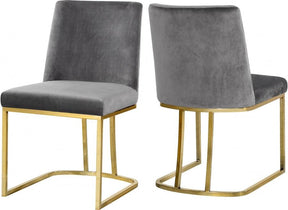 Heidi Velvet Dining Chair Set Of 2 In Grey - 776Grey-C | Meridian