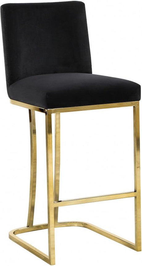 Meridian Furniture - Heidi Velvet Counter Stool Set Of 2 In Black - 777Black-C