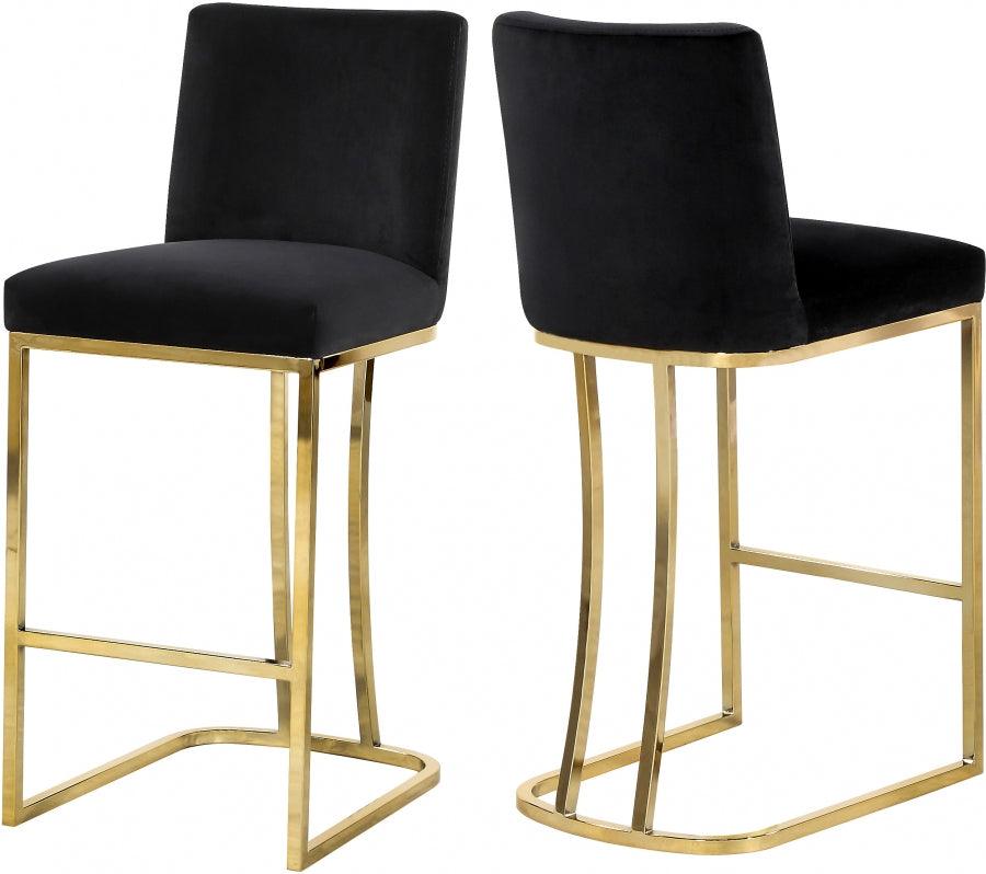 Meridian Furniture - Heidi Velvet Counter Stool Set Of 2 In Black - 777Black-C