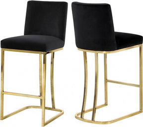 Heidi Velvet Counter Stool Set Of 2 In Black - 777Black-C | Meridian