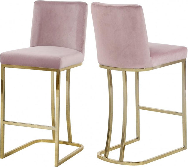 Meridian Furniture - Heidi Velvet Counter Stool Set Of 2 In Pink - 777Pink-C