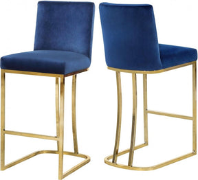 Heidi Velvet Counter Stool Set Of 2 In Navy - 777Navy-C | Meridian