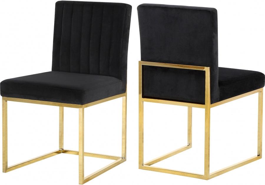 Meridian Furniture - Giselle Velvet Dining Chair Set Of 2 In Black - 778Black-C