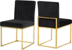 Giselle Velvet Dining Chair Set Of 2 In Black - 778Black-C | Meridian