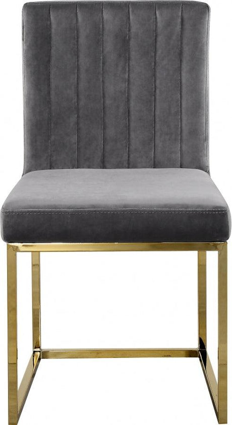 Meridian Furniture - Giselle Velvet Dining Chair Set Of 2 In Grey - 778Grey-C