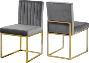 Giselle Velvet Dining Chair Set Of 2 In Grey - 778Grey-C | Meridian