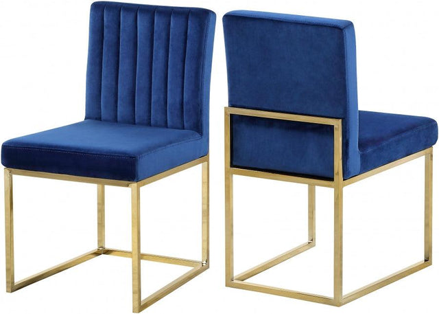 Meridian Furniture - Giselle Velvet Dining Chair Set Of 2 In Navy - 778Navy-C