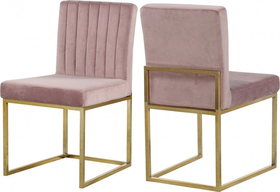 Meridian Furniture - Giselle Velvet Dining Chair Set Of 2 In Pink - 778Pink-C