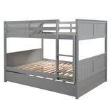 Full Over Full Bunk Bed with Twin Size Trundle, Gray ( old sku: LP000150AAE ) - Home Elegance USA