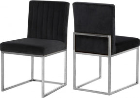 Giselle Velvet Dining Chair Set Of 2 In Black - 779Black-C | Meridian