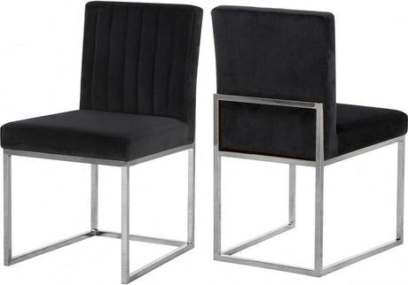 Meridian Furniture - Giselle Velvet Dining Chair Set Of 2 In Black - 779Black-C