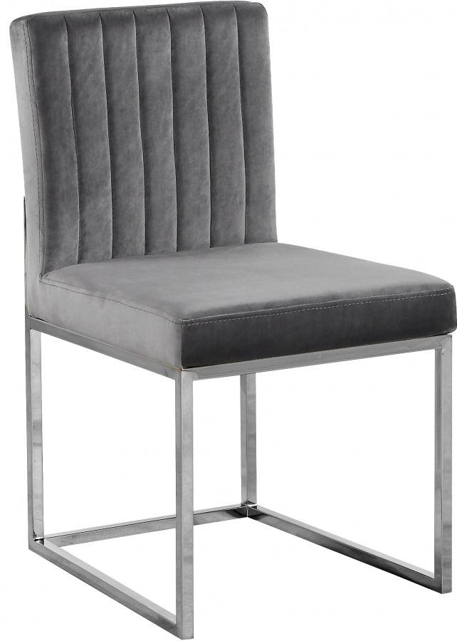 Meridian Furniture - Giselle Velvet Dining Chair Set Of 2 In Grey - 779Grey-C